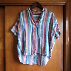 Madewell Striped Multicolor Short Sleeve Blouse